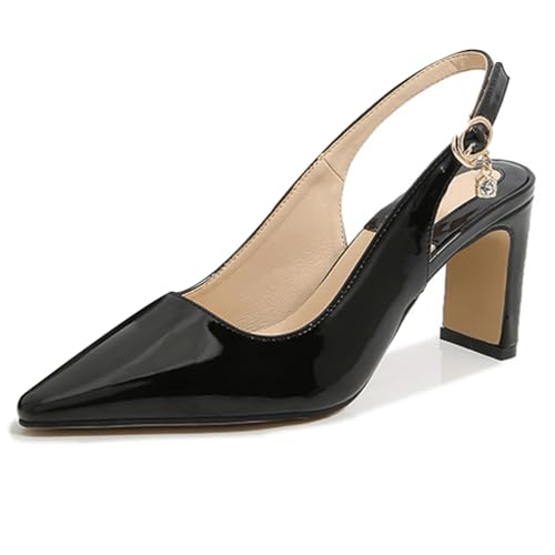 Wtharosa Damen Pumps Lackleder Spitz Zehen Blockabsatz Abendschuhe Für Büro Hochzeit Party Formelle Anlässe,Schwarz,40 EU von Wtharosa