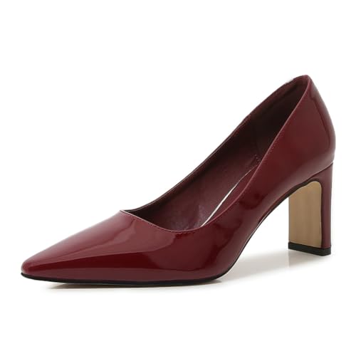 Wtharosa Damen Pumps Lackleder Spitz Zehen Blockabsatz Klassische Büroschuhe Für Arbeit Geschäftliche Anlässe,Burgundy,38 EU Wtharosa Damen Pumps Lackleder Spitz Zehen Blockabsatz Klassische Büroschuhe Für Arbeit Geschäftliche Anlässe,Burgundy,38 EU von Wtharosa