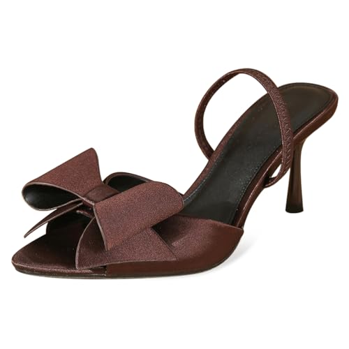 Wtharosa Damen Satin Schleife Riemchensandalen High Heel Stilettos Offene Zehen Abendschuhe Für Hochzeit Ball Festliche Anlässe,Braun,40 EU Wtharosa Damen Satin Schleife Riemchensandalen High Heel Stilettos Offene Zehen Abendschuhe Für Hochzeit Ball Festliche Anlässe,Braun,40 EU von Wtharosa