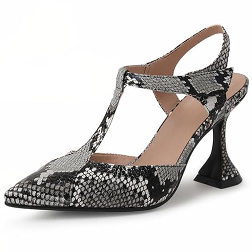 Wtharosa Damen Schlangenmuster Slingback Pumps Spitze Zehen Geometrischer Blockabsatz Abendschuhe Party Hochzeit Büro Bequem Einfach Anzuziehen,Schwarz,36 EU von Wtharosa