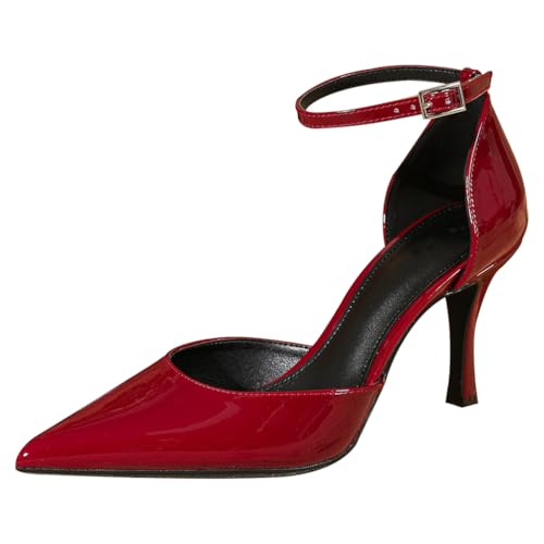 Wtharosa Damen Schwarz Lackleder Pumps Mit Spitzer Zehe Stiletto Absatz Und Verstellbarer Knöchelband Für Hochzeit Büro Party Abendgarderobe,Burgundy,38 EU Wtharosa Damen Schwarz Lackleder Pumps Mit Spitzer Zehe Stiletto Absatz Und Verstellbarer Knöchelband Für Hochzeit Büro Party Abendgarderobe,Burgundy,38 EU von Wtharosa