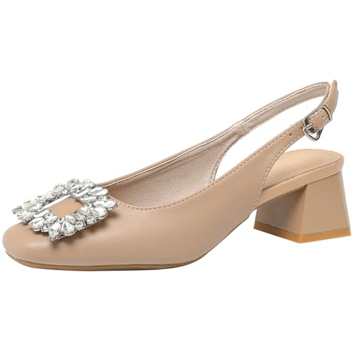 Wtharosa Frauen Kristall Verziert Slingback Schuhe Quadratische Zehe Block Absatz Pumps Büro Arbeit Hochzeit Party Frühling Sommer Verfügbar in Schwarz Apricot Khaki,Khaki,37 EU Wtharosa Frauen Kristall Verziert Slingback Schuhe Quadratische Zehe Block Absatz Pumps Büro Arbeit Hochzeit Party Frühling Sommer Verfügbar in Schwarz Apricot Khaki,Khaki,37 EU von Wtharosa