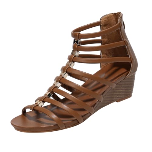 Wtharosa Gladiatoren Keilabsatz Sandalen Für Damen Römischer Stil Durchbrochener Mittlerer Absatz Mit Knöchelriemen Für Strand Und Täglichen Sommer Atmungsaktiv,Braun,37 EU Wtharosa Gladiatoren Keilabsatz Sandalen Für Damen Römischer Stil Durchbrochener Mittlerer Absatz Mit Knöchelriemen Für Strand Und Täglichen Sommer Atmungsaktiv,Braun,37 EU von Wtharosa