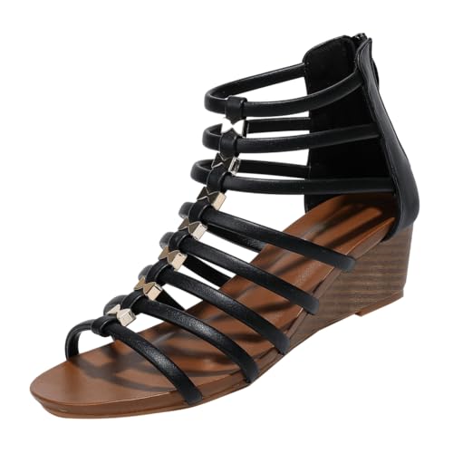 Wtharosa Gladiatoren Keilabsatz Sandalen Für Damen Römischer Stil Durchbrochener Mittlerer Absatz Mit Knöchelriemen Für Strand Und Täglichen Sommer Atmungsaktiv,Schwarz,38 EU Wtharosa Gladiatoren Keilabsatz Sandalen Für Damen Römischer Stil Durchbrochener Mittlerer Absatz Mit Knöchelriemen Für Strand Und Täglichen Sommer Atmungsaktiv,Schwarz,38 EU von Wtharosa