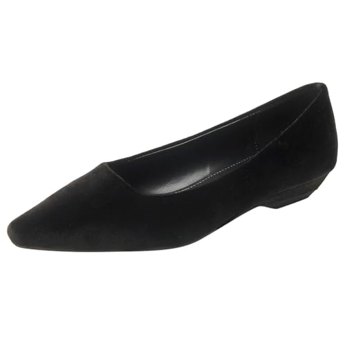 Wtharosa Klassische Ballett Flats Wildleder Damen Spitze Zehe Bequeme Schlupfschuhe Casual Laufen Büro Täglich,Schwarz,38 EU von Wtharosa
