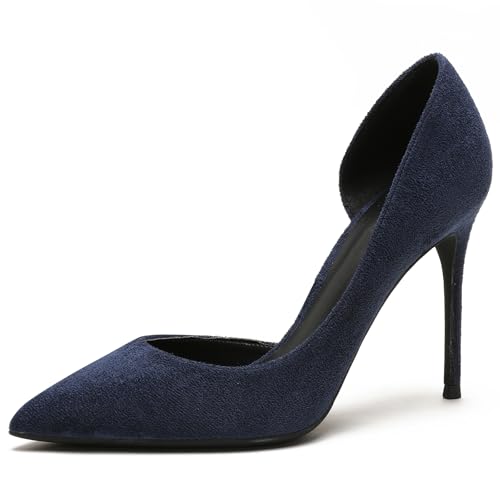 Wtharosa Klassische Pumps Spitze Zehe Stiletto Damen High Heel Court Schuhe Bequeme Abendschuhe Hochheit Formelle Anlässe Büro,Navy Blue,42 EU von Wtharosa