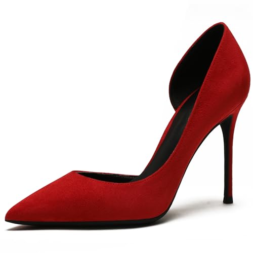 Wtharosa Klassische Pumps Spitze Zehe Stiletto Damen High Heel Court Schuhe Bequeme Abendschuhe Hochheit Formelle Anlässe Büro,Rot,41 EU von Wtharosa