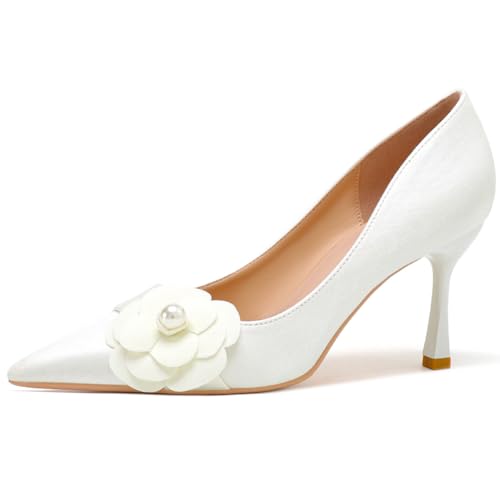Wtharosa Königliche Braut Hof Sandalen Blockabsatz Spitze Zehe Satin Pumps Für Hochzeitsempfang & Abendveranstaltung,Weiß,42 EU Wtharosa Königliche Braut Hof Sandalen Blockabsatz Spitze Zehe Satin Pumps Für Hochzeitsempfang & Abendveranstaltung,Weiß,42 EU von Wtharosa
