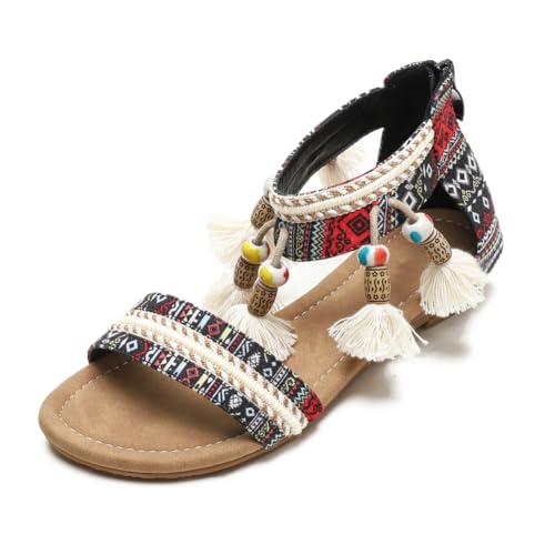 Wtharosa Perlen Quasten Gladiatoren Sandalen Für Damen Mit Knöchelriemen Flache Keilabsatz Sommer Wander Schuhe Für Strandurlaub Und Boho Reise Komfort,Schwarz,37 EU Wtharosa Perlen Quasten Gladiatoren Sandalen Für Damen Mit Knöchelriemen Flache Keilabsatz Sommer Wander Schuhe Für Strandurlaub Und Boho Reise Komfort,Schwarz,37 EU von Wtharosa