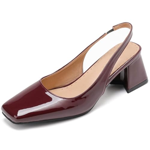 Wtharosa Pumps Damen Klassisch Mary Jane Slingback Quadratische Zehe Blockabsatz PU Lackleder Pendeln Alltag Empfang,Burgundy,48 EU Wtharosa Pumps Damen Klassisch Mary Jane Slingback Quadratische Zehe Blockabsatz PU Lackleder Pendeln Alltag Empfang,Burgundy,48 EU von Wtharosa