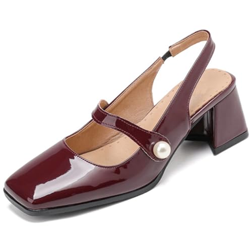 Wtharosa Pumps Damen Lackleder Perlen Riemchen Mary Jane Blockabsatz Quadratspitze Für Arbeit Büro Täglicher Pendelweg,Burgundy,39 EU Wtharosa Pumps Damen Lackleder Perlen Riemchen Mary Jane Blockabsatz Quadratspitze Für Arbeit Büro Täglicher Pendelweg,Burgundy,39 EU von Wtharosa