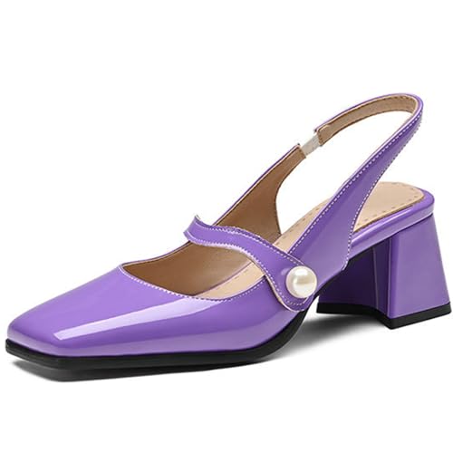 Wtharosa Pumps Damen Lackleder Perlen Riemchen Mary Jane Blockabsatz Quadratspitze Für Arbeit Büro Täglicher Pendelweg,Lila,41 EU Wtharosa Pumps Damen Lackleder Perlen Riemchen Mary Jane Blockabsatz Quadratspitze Für Arbeit Büro Täglicher Pendelweg,Lila,41 EU von Wtharosa