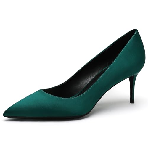 Wtharosa Pumps Mit Spitzer Zehe Stiletto Wildleder 8cm Absatz Für Damen Abendkleider Hochzeit Party Komfortable Klassische Büro Formelle Anlässe,Grün,39 EU von Wtharosa
