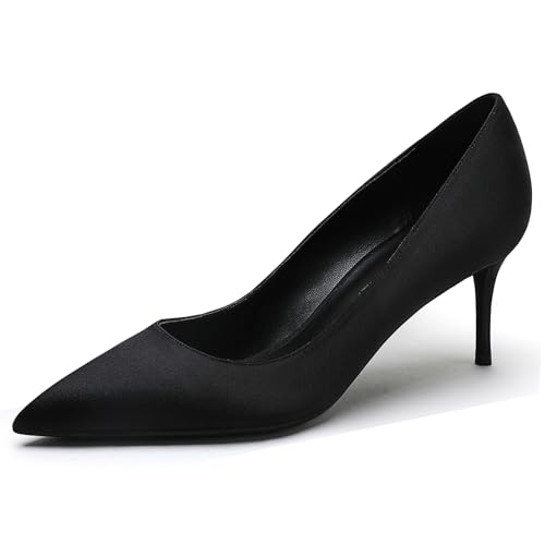 Wtharosa Pumps Mit Spitzer Zehe Stiletto Wildleder 8cm Absatz Für Damen Abendkleider Hochzeit Party Komfortable Klassische Büro Formelle Anlässe,Schwarz,39 EU von Wtharosa
