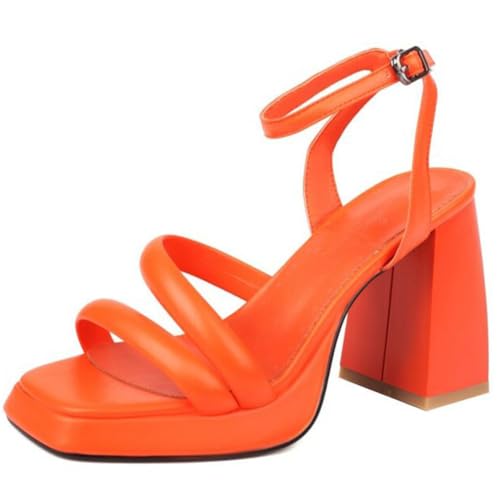 Wtharosa Sandalen Damen Eckige Zehen Rückenriemen Blockabsatz Plateau Hohe Absätze Offene Zehen Schicke Pumps Für Hochzeit Abend Anlässe Besondere,Orange,38 EU Wtharosa Sandalen Damen Eckige Zehen Rückenriemen Blockabsatz Plateau Hohe Absätze Offene Zehen Schicke Pumps Für Hochzeit Abend Anlässe Besondere,Orange,38 EU von Wtharosa