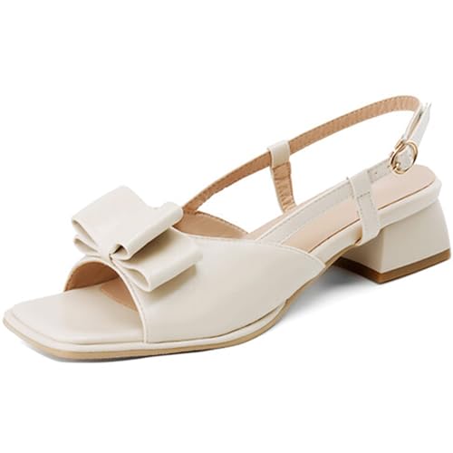 Wtharosa Sandalen Damen Offene Zehen Knöchelriemen Niedriger Blockabsatz Mit Schleife Für Abschlussfeier Und Sommer,Weiß,45 EU Wtharosa Sandalen Damen Offene Zehen Knöchelriemen Niedriger Blockabsatz Mit Schleife Für Abschlussfeier Und Sommer,Weiß,45 EU von Wtharosa