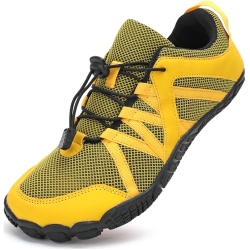 Wtharosa Schnelltrocknende Wasserschuhe Schlupf Mesh Strand Badeschuhe Multicolor Sohle Fuer Schwimmbad Surfen Tauchen Yoga Strandurlaub Herren Damen,Gelb,45 EU von Wtharosa