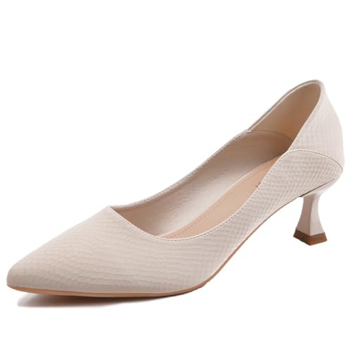 Wtharosa Texturiert Spitze Zehe Kitten Absatz Pumps Damen Bequeme Niedrig Absatz Abendschuhe Büro Hochheit Formelle Anlässe,Apricot,36 EU von Wtharosa