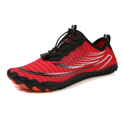 Wtharosa wasserdichte Sportschuhe Damen Schnelltrocknend Trailrunning Wandern Klettern Surfen Schwimmen Strand Outdoor Sport Weiß mit Orange,Orange red,45 EU von Wtharosa