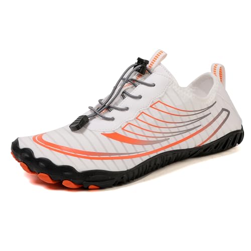Wtharosa wasserdichte Sportschuhe Damen Schnelltrocknend Trailrunning Wandern Klettern Surfen Schwimmen Strand Outdoor Sport Weiß mit Orange,Weiß,39 EU von Wtharosa
