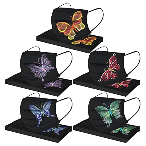 Wtinfer 50/100 Stück Mundschutz Erwachsene Einweg 3-lagig mit Motiv Bunt Mund und Nasenschutz Print Tücher Atmungsaktiv Mund-Tuch Bandana Halstuch Schals für Männer Frauen von Wtinfer