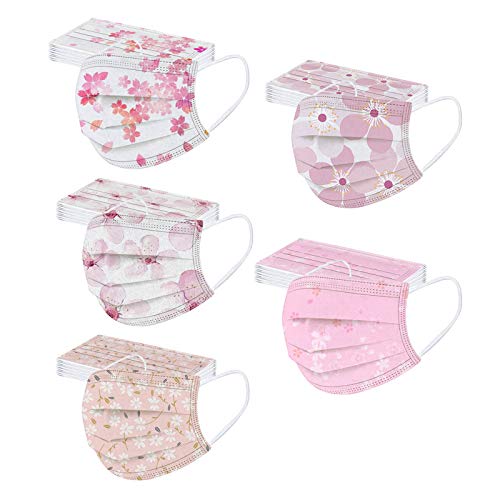 Wtinfer 50/100 Stück Mundschutz Erwachsene Einweg 3-lagig mit Motiv Bunt Mund und Nasenschutz Print Tücher Atmungsaktiv Mund-Tuch Bandana Halstuch Schals für Männer Frauen von Wtinfer