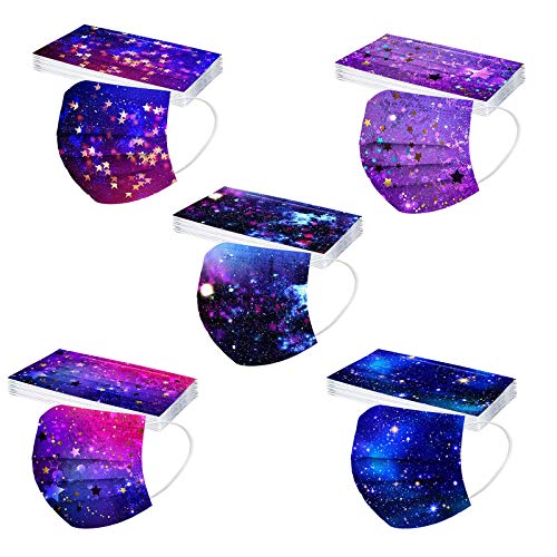 Wtinfer 50/100 Stück Mundschutz Erwachsene Einweg 3-lagig mit Motiv Bunt Mund und Nasenschutz Print Tücher Atmungsaktiv Mund-Tuch Bandana Halstuch Schals für Männer Frauen von Wtinfer