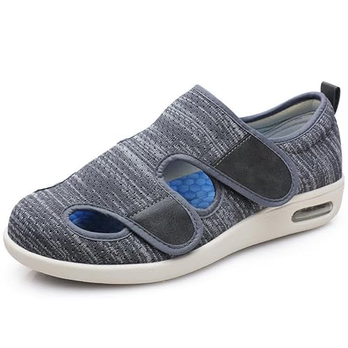 Ältere diabetische Fußödemschuhe Sandalen Klettverstellbare Herren- und Damenhausschuhe Spezialschuhe Gesundheitsschuhe Präventionsschuhe,Dark Gray mixed-37 EU von Wttagkl