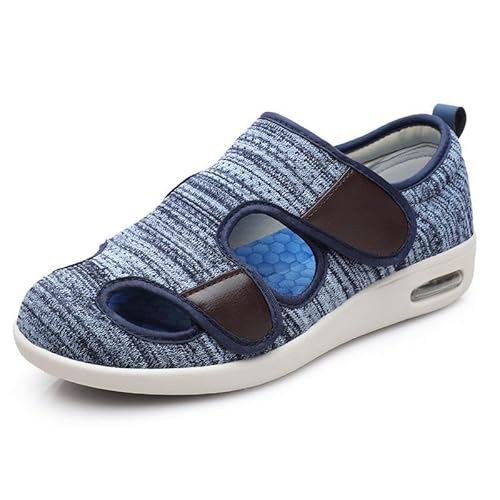 Ältere diabetische Fußödemschuhe Sandalen Klettverstellbare Herren- und Damenhausschuhe Spezialschuhe Gesundheitsschuhe Präventionsschuhe,Light Blue mixed-40 EU von Wttagkl