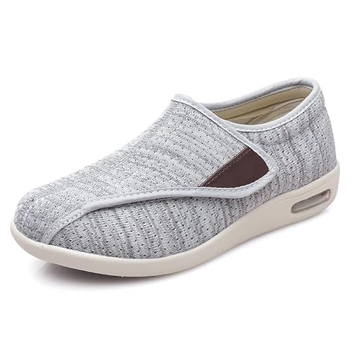 Diabetische Fußödemschuhe für ältere Menschen, lässige Netzschuhe, Gesundheitsschuhe, Präventionsschuhe, Herren- und Damenhausschuhe, Spezialschuhe zur Gewichtsreduktion,light gray mixed yarn-39 EU von Wttagkl