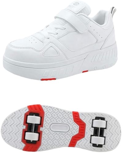 Roller Skate Shoes Rollschuhe Schuhe Mit Rollen Skateboardschuhe,Inline-Skate, verstellbar Damen Schuhe mit Rollen für mädchen,Laufen Skateboard,Inline Rollschuhe,Weiß-34 EU von Wttagkl