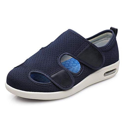 Wttagkl® Ältere diabetische Fußödem-Schuh-Patch-Sandalen, verstellbare Herren- und Damen-Hausschuhe, spezielle Schuhe, Gesundheitsschuhe, Präventionsschuhe,dark blue-41 EU von Wttagkl