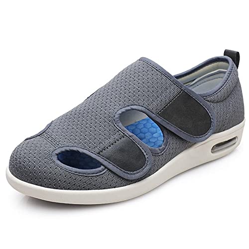 Wttagkl® Ältere diabetische Fußödem-Schuh-Patch-Sandalen, verstellbare Herren- und Damen-Hausschuhe, spezielle Schuhe, Gesundheitsschuhe, Präventionsschuhe,dark gray-36 EU von Wttagkl