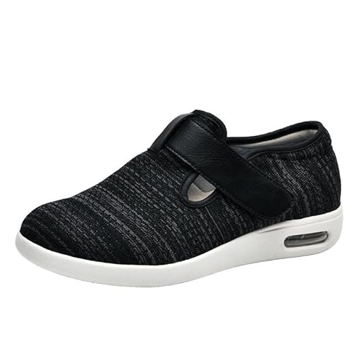 Wttagkl® Ältere diabetische Fußödem-Schuhe, spezielle Schuhe, Gesundheitsschuhe, präventive Schuhe, Herren- und Damen-Hausschuhe sowie Dünger-Freizeit-Mesh-Schuhe,Black gray-37 EU von Wttagkl