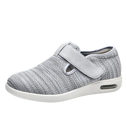 Wttagkl® Ältere diabetische Fußödem-Schuhe, spezielle Schuhe, Gesundheitsschuhe, präventive Schuhe, Herren- und Damen-Hausschuhe sowie Dünger-Freizeit-Mesh-Schuhe,Light Gray Mixed yarn-45 EU von Wttagkl