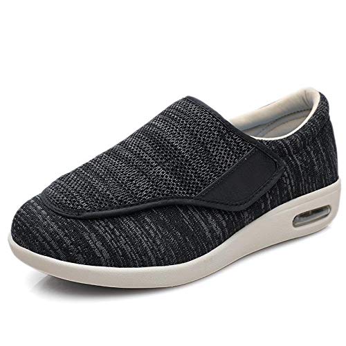 Wttagkl® Diabetische Fußödem-Schuhe für ältere Menschen, lässige Netzschuhe, Herren- und Damen-Hausschuhe, Spezialschuhe, Gesundheitsschuhe, präventive Schuhe, Black gray-35 EU von Wttagkl