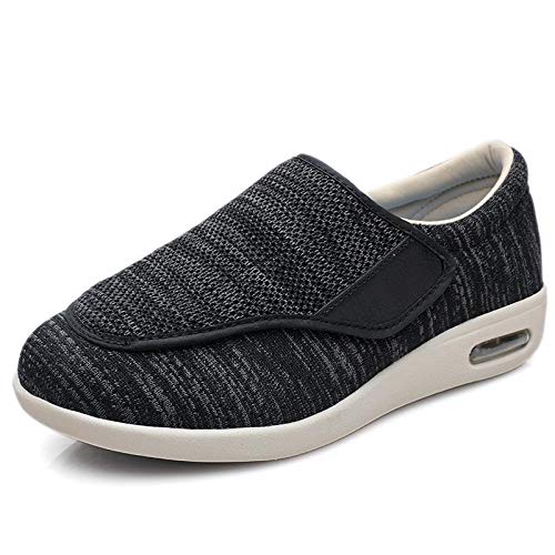 Wttagkl® Diabetische Fußödem-Schuhe für ältere Menschen, lässige Netzschuhe, Herren- und Damen-Hausschuhe, Spezialschuhe, Gesundheitsschuhe, präventive Schuhe, Black gray-43 EU von Wttagkl