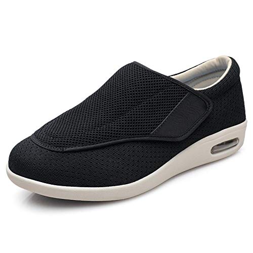 Wttagkl® Diabetische Fußödem-Schuhe für ältere Menschen, lässige Netzschuhe, Herren- und Damen-Hausschuhe, Spezialschuhe, Gesundheitsschuhe, präventive Schuhe,Black-39 EU von Wttagkl