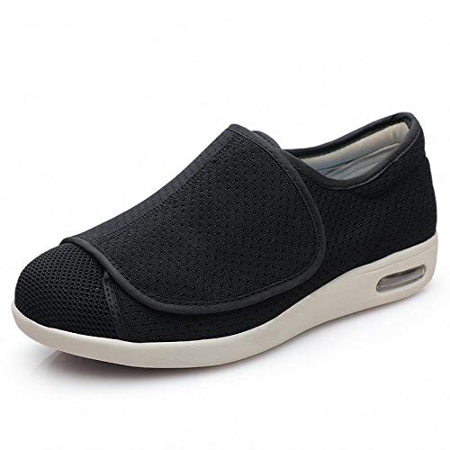 Wttagkl® Diabetische Fußödem-Schuhe für ältere Menschen, lässige Netzschuhe, Herren- und Damen-Hausschuhe, Spezialschuhe, Gesundheitsschuhe, präventive Schuhe,Black-41 EU von Wttagkl