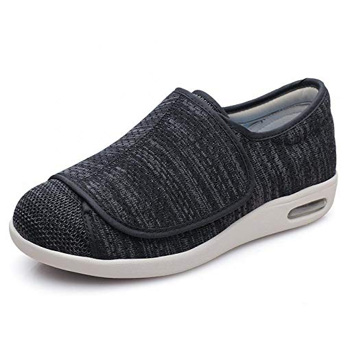 Wttagkl® Diabetische Fußödem-Schuhe für ältere Menschen, lässige Netzschuhe, Herren- und Damen-Hausschuhe, Spezialschuhe, Gesundheitsschuhe, präventive Schuhe,Black gray-35 EU von Wttagkl