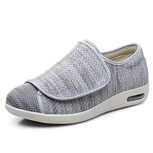 Wttagkl® Diabetische Fußödem-Schuhe für ältere Menschen, lässige Netzschuhe, Herren- und Damen-Hausschuhe, Spezialschuhe, Gesundheitsschuhe, präventive Schuhe,Light Gray Mixed yarn-43 EU von Wttagkl