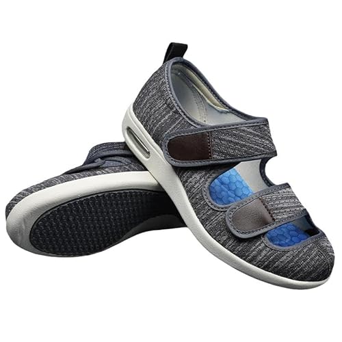 Wttagkl® Diabetische Fußödemschuhe für ältere Menschen, Klettsandalen, verstellbare Herren- und Damenhausschuhe, Spezialschuhe, Gesundheitsschuhe, Präventionsschuhe,Dark Gray mixed-36 EU von Wttagkl