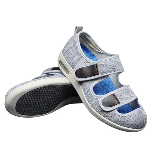 Wttagkl® Diabetische Fußödemschuhe für ältere Menschen, Klettsandalen, verstellbare Herren- und Damenhausschuhe, Spezialschuhe, Gesundheitsschuhe, Präventionsschuhe,Light Gray mixed-39 EU von Wttagkl