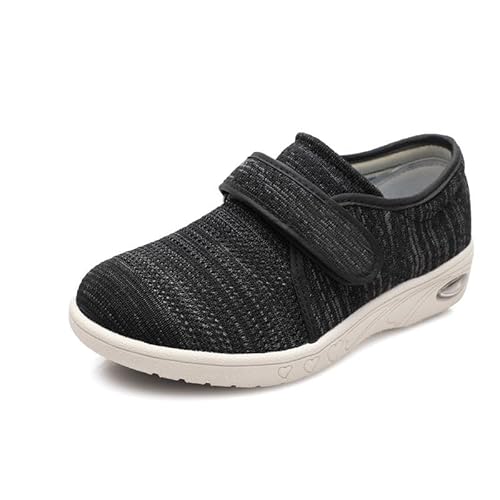 Wttagkl® Diabetische Fußödemschuhe für ältere Menschen, lässige Netzschuhe, Gesundheitsschuhe, Präventionsschuhe, Herren- und Damenhausschuhe, Spezialschuhe,Black gray-35 EU von Wttagkl