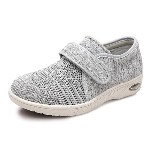 Wttagkl® Diabetische Fußödemschuhe für ältere Menschen, lässige Netzschuhe, Gesundheitsschuhe, Präventionsschuhe, Herren- und Damenhausschuhe, Spezialschuhe,Light Gray Mixed yarn-39 EU von Wttagkl