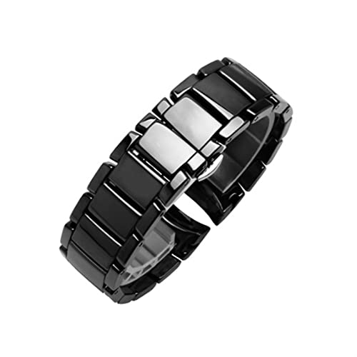 Wtukmo Ceramics Uhrenarmband für Armani AR1451 AR1452 AR1400 AR1410 Uhrenarmband mit Edelstahl-Schmetterlingsverschluss, 22 x 24 mm, Einheitsgröße, Achat von Wtukmo