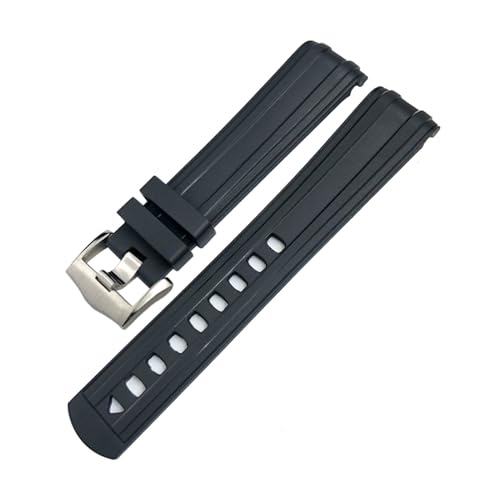 Wtukmo Ersatz-Uhrenarmband für Omega Seamaster 300, gebogenes Ende, fluoreszierendes Gummi-Silikon-Armband, Edelstahl-Schnalle, 20 mm, 20 mm, Achat von Wtukmo
