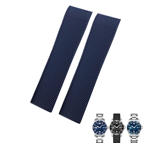 Wtukmo Gummi-Uhrenarmband für Longines Master Conquest HydroConquest L3, wasserdicht, 19 mm, 20 mm, 21 mm, Schwarz / Grau / Blau, 19 mm, Achat von Wtukmo