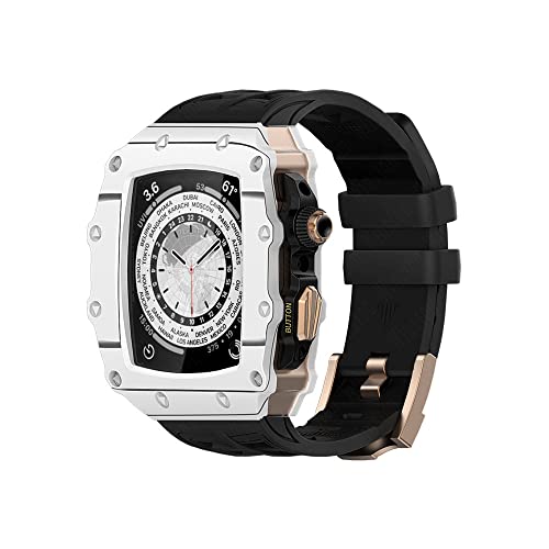Wtukmo Karbonfaser-Schutzhülle für Apple Watch 8, 7, 44 mm, 45 mm, Gummiband, luxuriöses Carbon-Set, Rahmenlünette, Modifikationsset für iWatch 8, 6, 5, SE, 45mm For 8/7, Achat von Wtukmo