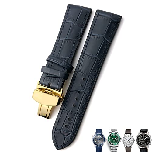 Wtukmo Leder-Uhrenarmband, 20 mm, 21 mm, 22 mm, für Rolex für Omega Seamaster 300, Hamilton, Seiko, IWC, Tissot-Armband, Dunkelblaugold, 22 mm Wtukmo Leder-Uhrenarmband, 20 mm, 21 mm, 22 mm, für Rolex für Omega Seamaster 300, Hamilton, Seiko, IWC, Tissot-Armband, Dunkelblaugold, 22 mm von Wtukmo